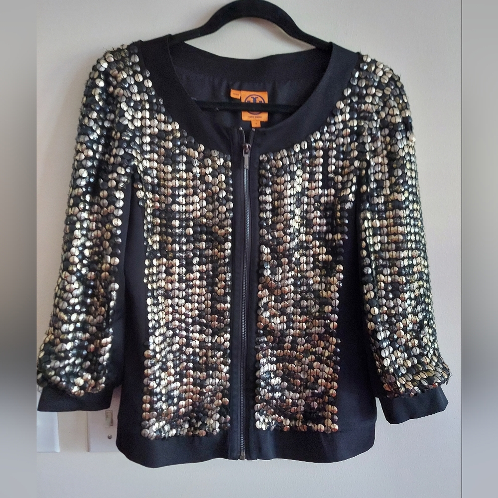 Tory Burch Black/Metallic Disk Jacket